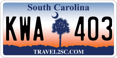 SC license plate KWA403