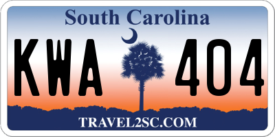 SC license plate KWA404