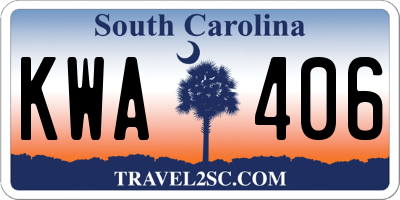 SC license plate KWA406