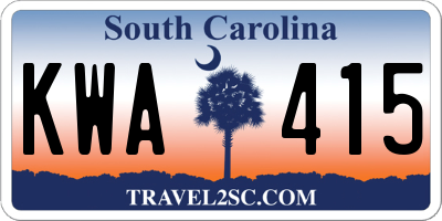 SC license plate KWA415