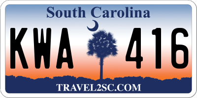 SC license plate KWA416