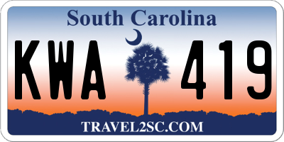 SC license plate KWA419