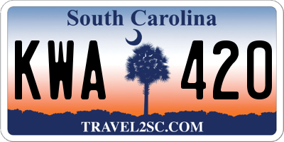 SC license plate KWA420