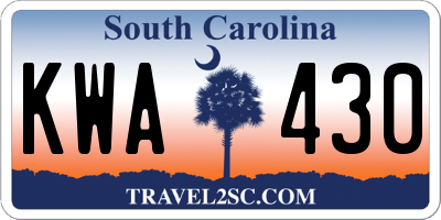SC license plate KWA430