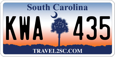 SC license plate KWA435