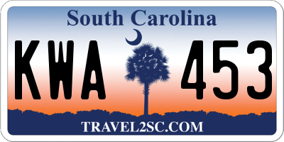 SC license plate KWA453