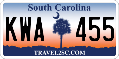 SC license plate KWA455