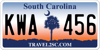 SC license plate KWA456