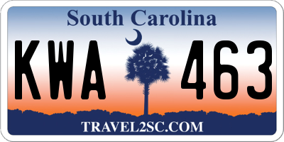 SC license plate KWA463