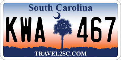 SC license plate KWA467