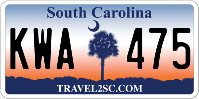 SC license plate KWA475