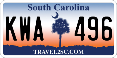 SC license plate KWA496