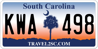 SC license plate KWA498