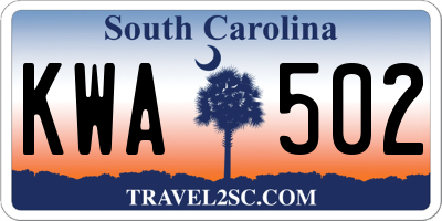 SC license plate KWA502