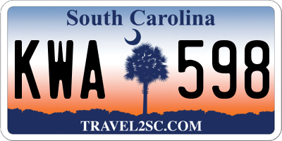 SC license plate KWA598