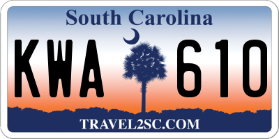 SC license plate KWA610