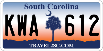 SC license plate KWA612