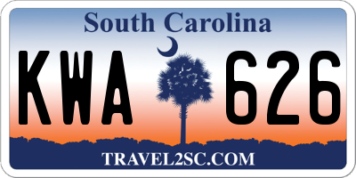 SC license plate KWA626