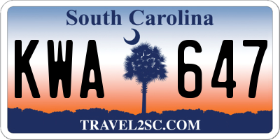 SC license plate KWA647