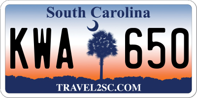 SC license plate KWA650