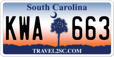 SC license plate KWA663