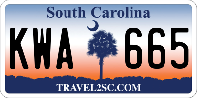 SC license plate KWA665