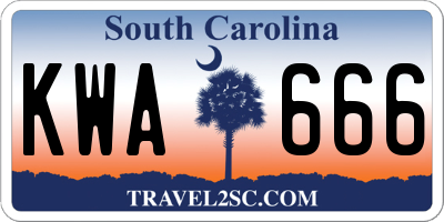 SC license plate KWA666
