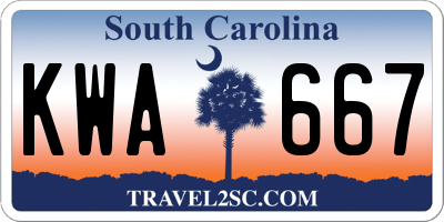 SC license plate KWA667