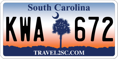 SC license plate KWA672