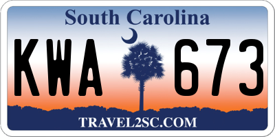 SC license plate KWA673