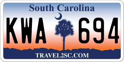 SC license plate KWA694