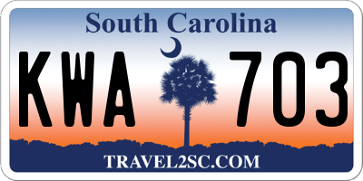 SC license plate KWA703