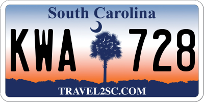 SC license plate KWA728