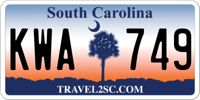 SC license plate KWA749