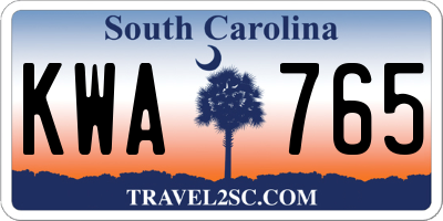 SC license plate KWA765
