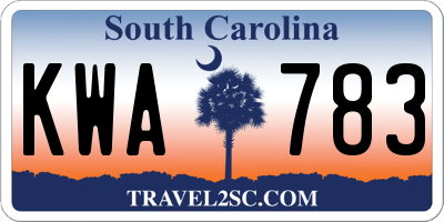 SC license plate KWA783