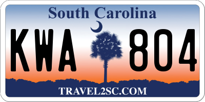 SC license plate KWA804