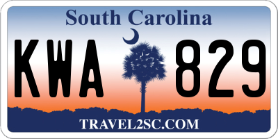 SC license plate KWA829