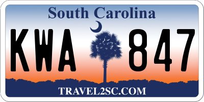 SC license plate KWA847