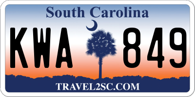 SC license plate KWA849