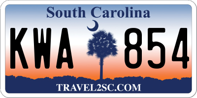 SC license plate KWA854