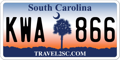 SC license plate KWA866