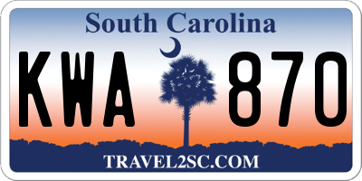 SC license plate KWA870