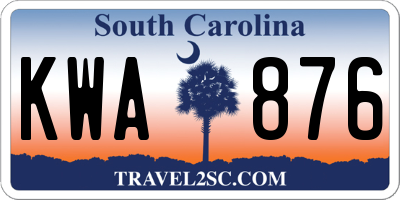 SC license plate KWA876