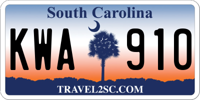 SC license plate KWA910