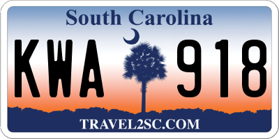 SC license plate KWA918