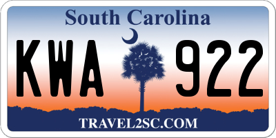 SC license plate KWA922