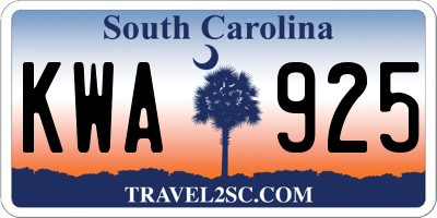 SC license plate KWA925