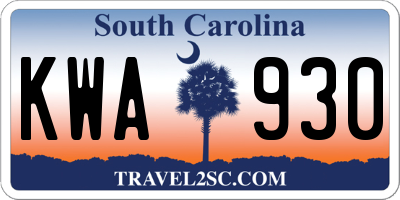 SC license plate KWA930
