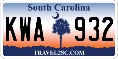 SC license plate KWA932